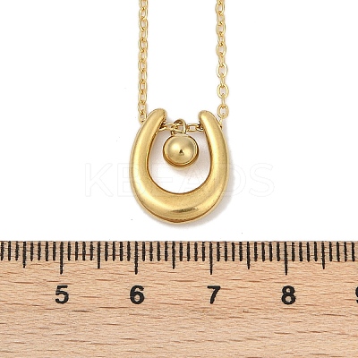 304 Stainless Steel U-shaped with Ball Pendant Necklaces LS-NJEW-V004-01G-1