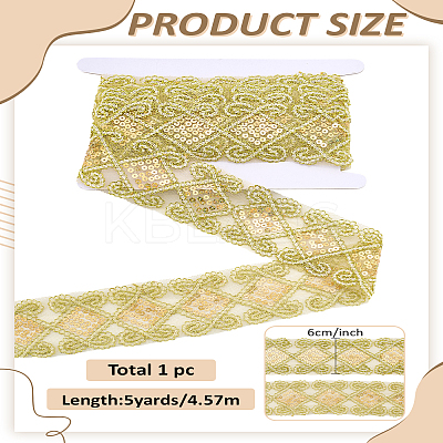5 Yards Polyester Flower Lace Ribbon with Paillettes SRIB-LP0001-20B-1