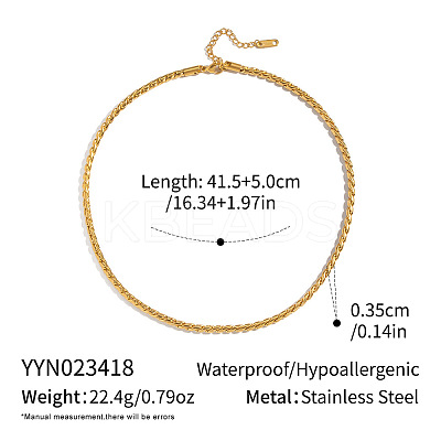 3.5MM 304 Stainless Steel Twisted Chain Necklaces for Women KJ9956-1-1