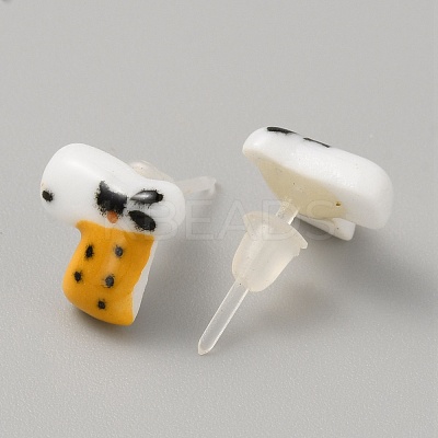 Cute Cartoon Animal Porcelain Stud Earrings EJEW-TAC0001-03B-1