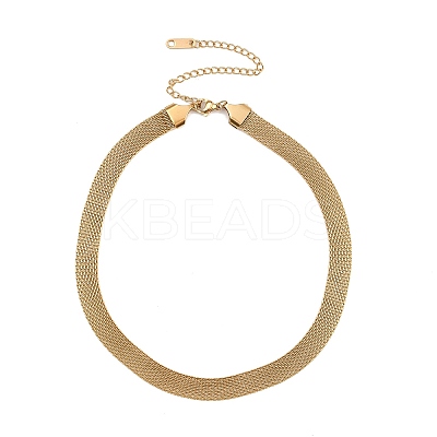 8MM 304 Stainless Steel Mesh Chain Necklaces for Women LS-NJEW-G179-05G-1