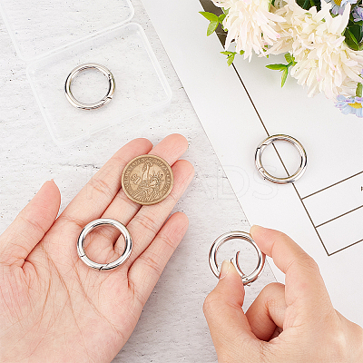 4Pcs 304 Stainless Steel Spring Gate Rings STAS-UN0045-72-1