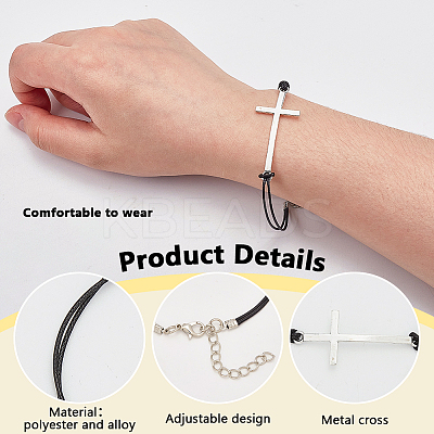 24Pcs Alloy Cross Link Bracelets BJEW-FG0001-06-1