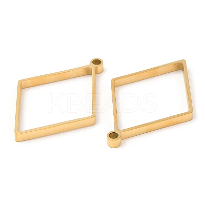 304 Stainless Steel Open Back Bezel Rhombus Pendants STAS-Z040-02B-G-1