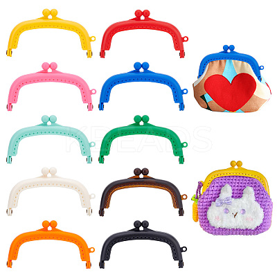 10Pcs 10 Colors Plastic Kiss Lock Purse Frames FIND-PH0007-42-1