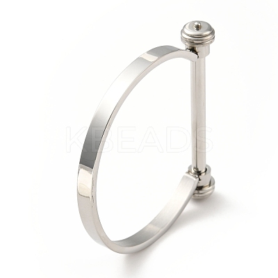 Non-Tarnish 304 Stainless Steel D Shape Bar Screw Bangle BJEW-G636-04B-P-1