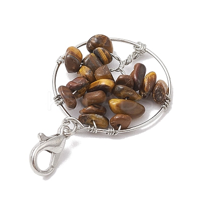 Tree of Life Wire Wrapped Natural Mixed Gemstone Pendant Decorations HJEW-JM01876-1