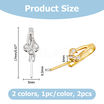 2Pcs 2 Colors 925 Sterling Silver Cubic Zirconia Pendants Bails STER-HS0001-13-1