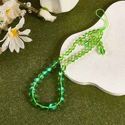 Round Synthetic Moonstone Beaded Mobile Straps HJEW-SW00042-02-1