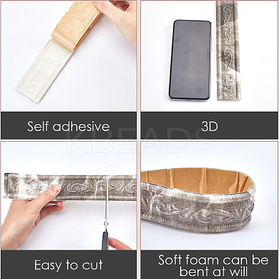 2Pcs Foam 3D Self-Adhesive Waterproof Wallpaper Border DIY-GF0010-19I-1