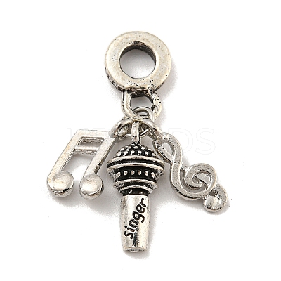 Rack Plating Tibetan Style Alloy European Musical Note Dangle Charms FIND-B034-39AS-1