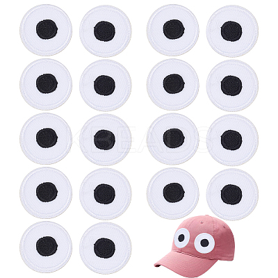 20Pcs Eyes Polyester Embroidery Iron on/Sew on Patches DIY-PH0036-61B-01-1