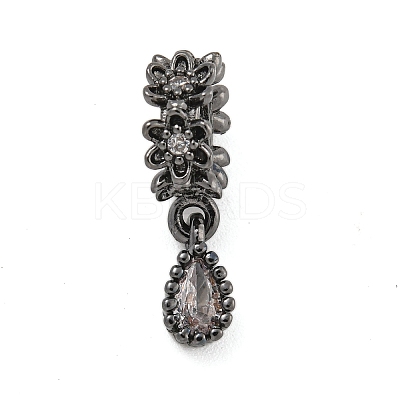 Rack Plating Brass Clear Cubic Zirconia European Dangle Charms KK-F876-23B-1