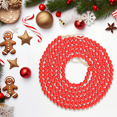 Wood Round Beads Pendant Decorations for Christmas Decorations HJEW-WH20003-49A-1