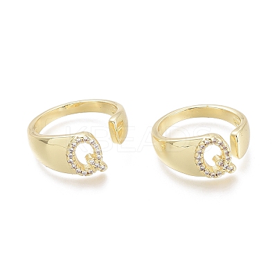 Brass Micro Pave Clear Cubic Zirconia Cuff Rings RJEW-F103-13Q-G-1