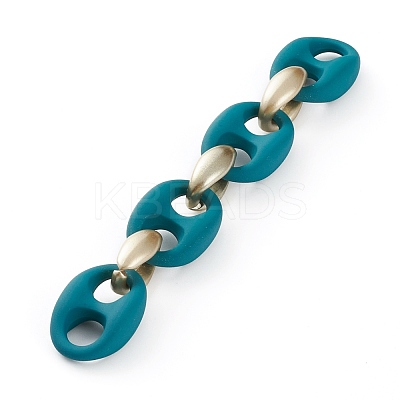 Handmade Spray Painted CCB Plastic & Rubberized Style Acrylic Coffee Bean Chains AJEW-JB00876-03-1