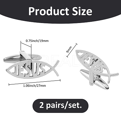 2 Pairs Stainless Steel Cufflinks AJEW-FH0006-22P-1