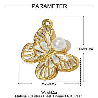 304 Stainless Steel Enamel Pendants STAS-OY005-36G-1