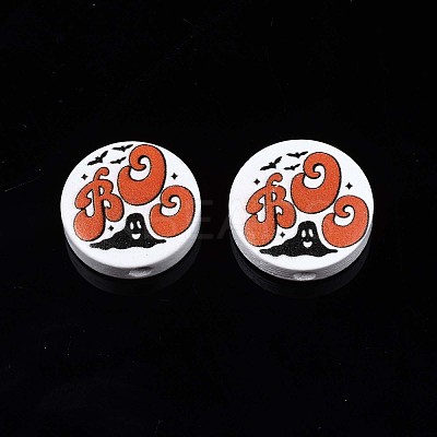 Halloween Printed Natural Wood Beads WOOD-T021-80-1