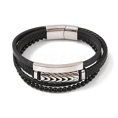 Braided Microfiber Leather Multi-strand Bracelets LS-BJEW-B096-06E-1