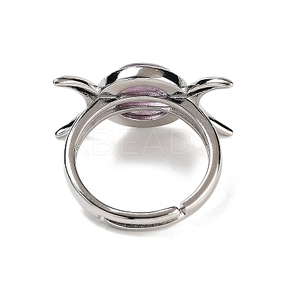 Natural Gemstone Adjustable Rings RJEW-K271-01P-1