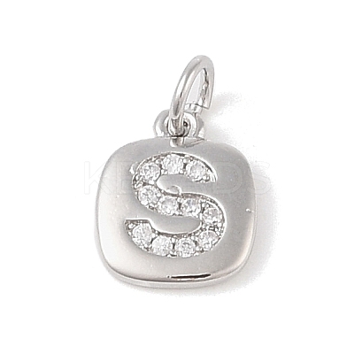 Rack Plating Brass Micro Pave CLear Cubic Zirconia Charms KK-E110-14P-S-1