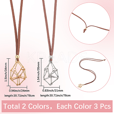 6Pcs 2 Styles Brass Bar Link Chains Macrame Pouch Empty Stone Holder for Pendant Necklace Making MAK-SC0001-40-1