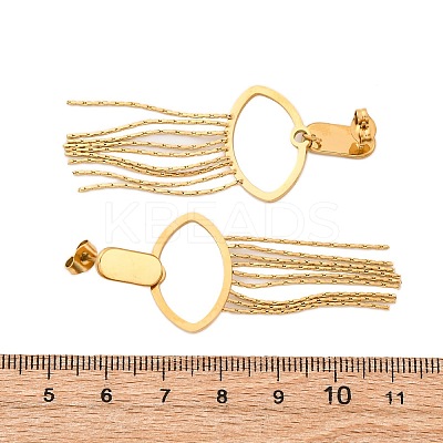 304 Stainless Steel Tassel Stud Earrings EJEW-Z098-04G-1
