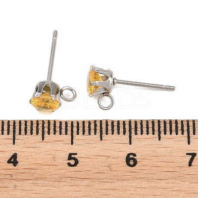 304 Stainless Steel Micro Pave Cubic Zirconia Stud Earring Findings STAS-H240-56P-08-1