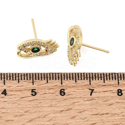 Eyes Brass Micro Pave Cubic Zirconia Stud Earrings EJEW-C186-20G-03-1