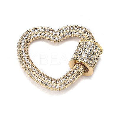 Brass Micro Pave Clear Cubic Zirconia Screw Carabiner Lock Charms ZIRC-F120-002G-1