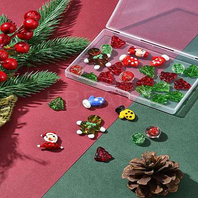 Christmas Theme Handmade Lampwork with Transparent Glass Bead Set DIY-FS0006-97-1