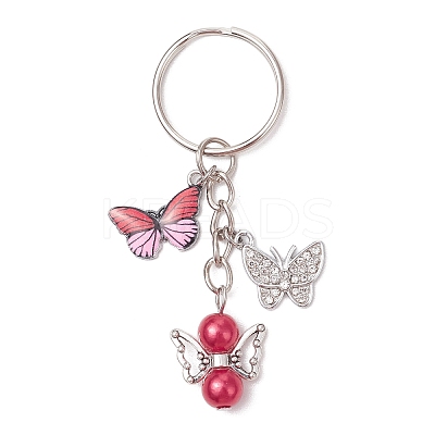 10Pcs 10 Colors Acrylic Pearl Angel Pendant Keychain KEYC-JKC01108-1