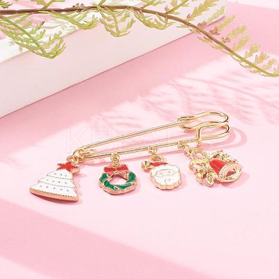 Christmas Theme Brass Safety Brooch JEWB-BR00046-03-1