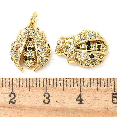 Ladybug Rack Plating Brass Micro Pave Cubic Zirconia Pendants KK-Z053-03G-1