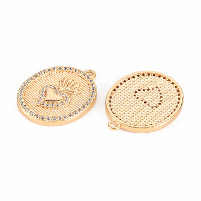 Brass Micro Pave Clear Cubic Zirconia Pendants KK-T062-144G-NF-1