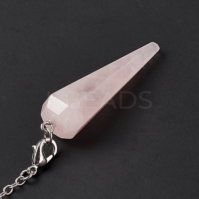 Natural Rose Quartz Hexagonal Pointed Cone Dowsing Pendulum Pendants G-G983-05P-02-1
