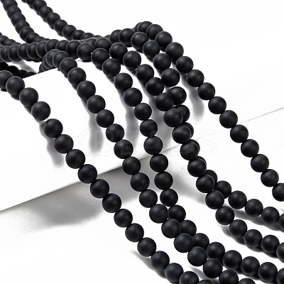 Dyed & Heated Natural Black Agate Bead Strands X-G-H056-6mm-1