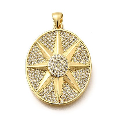 Rack Plating Brass Micro Pave Cubic Zirconia Pendants KK-L226-056G-1
