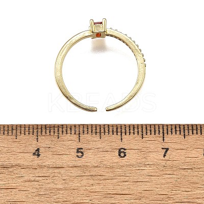 Brass Micro Pave Cubic Zirconia Cuff Rings for Women RJEW-H247-19G-02-1