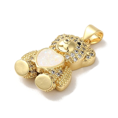 Rack Plating Brass Micro Pave Clear Cubic Zirconia Pendants KK-P268-05B-G01-1