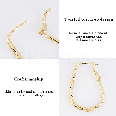 4 Pairs 2 Colors Twist Teardrop Huggie Hoop Earrings EJEW-GA0001-03-1