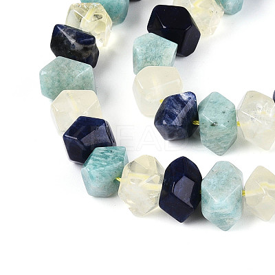 Natural Sodalite & Flower Amazonite & Lemon Quartz Beads Strands G-N358-01A-06-1