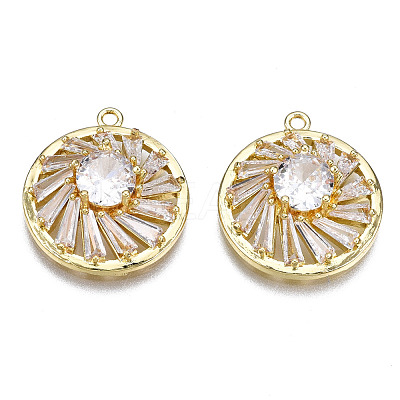 Brass Clear Cubic Zirconia Pendants ZIRC-S069-006G-1
