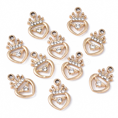 10Pcs Alloy Rhinestone Pendants ALRI-YW0001-28G-1