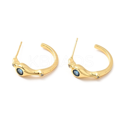 Cubic Zirconia C-shape Stud Earrings EJEW-F281-30A-G-1