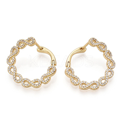 Infinity Clear Cubic Zirconia Hoop Earrings EJEW-M216-11A-1