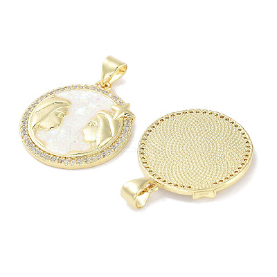 Brass Micro Pave Clear Cubic Zirconia Pendants KK-L213-010G-02-1