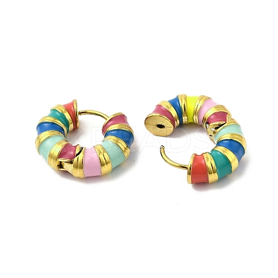Enamel Round Hoop Earrings EJEW-Q704-05G-06-1
