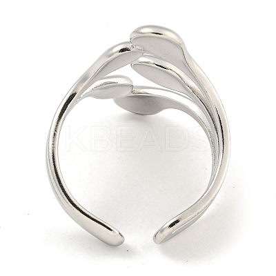 Non-Tarnish 304 Stainless Steel Teardrop Open Cuff Ring for Women RJEW-A043-14P-1